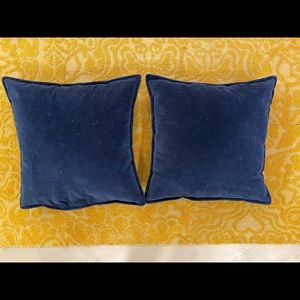 Crate and Barrel Washed Cotton velvet indigo pillows and inserts.